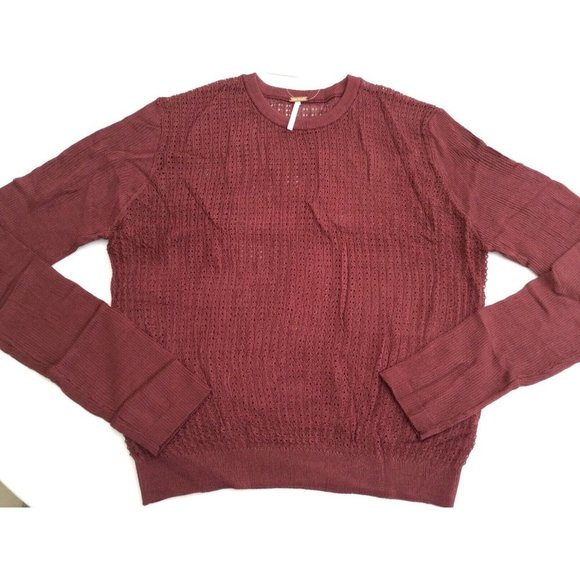 Free People H2o Crew Pullover Sweater $98 Size Large Red Summer Light Layer Top - Picture 3 of 8